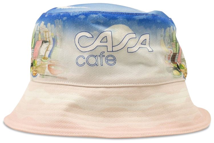 Casablanca Casa Cafe Denim Bucket Hat PinkMulticolor