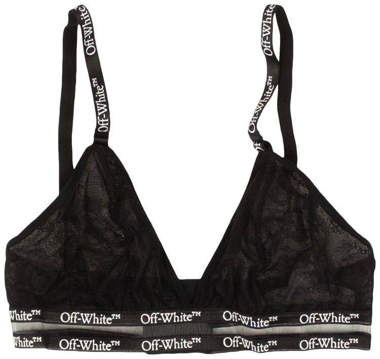 Off White Logo Lace Bra Black