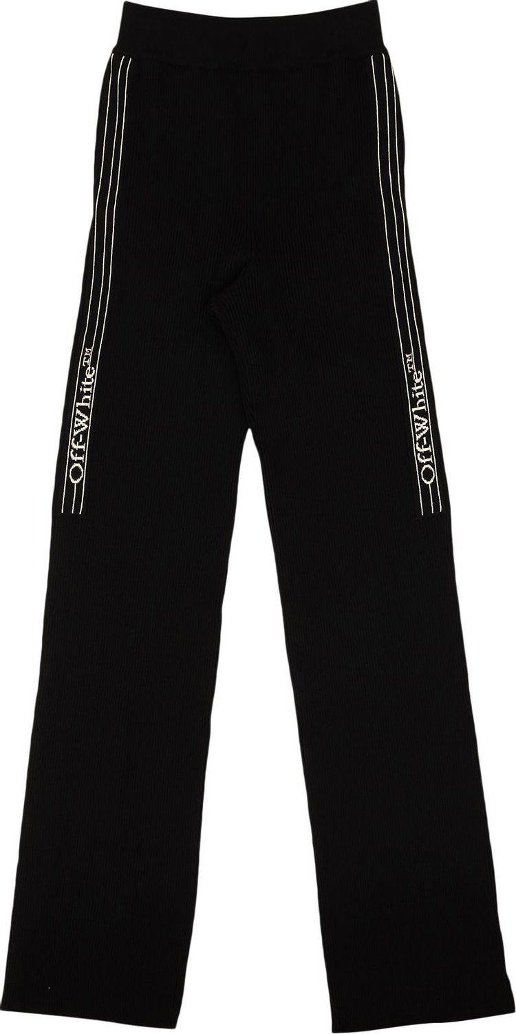 Off White Logo Stripe Pants Black