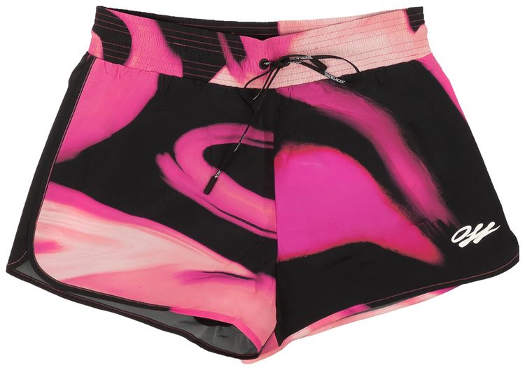 Off White Abstract Shorts Multicolor