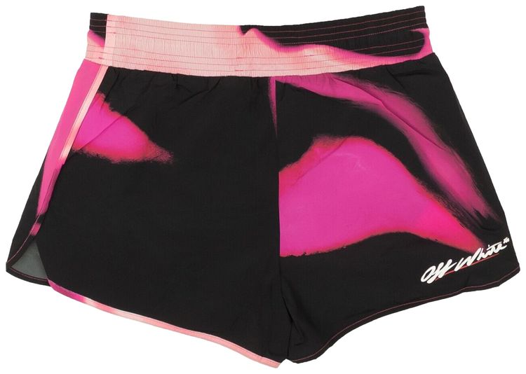 Off White Abstract Shorts Multicolor