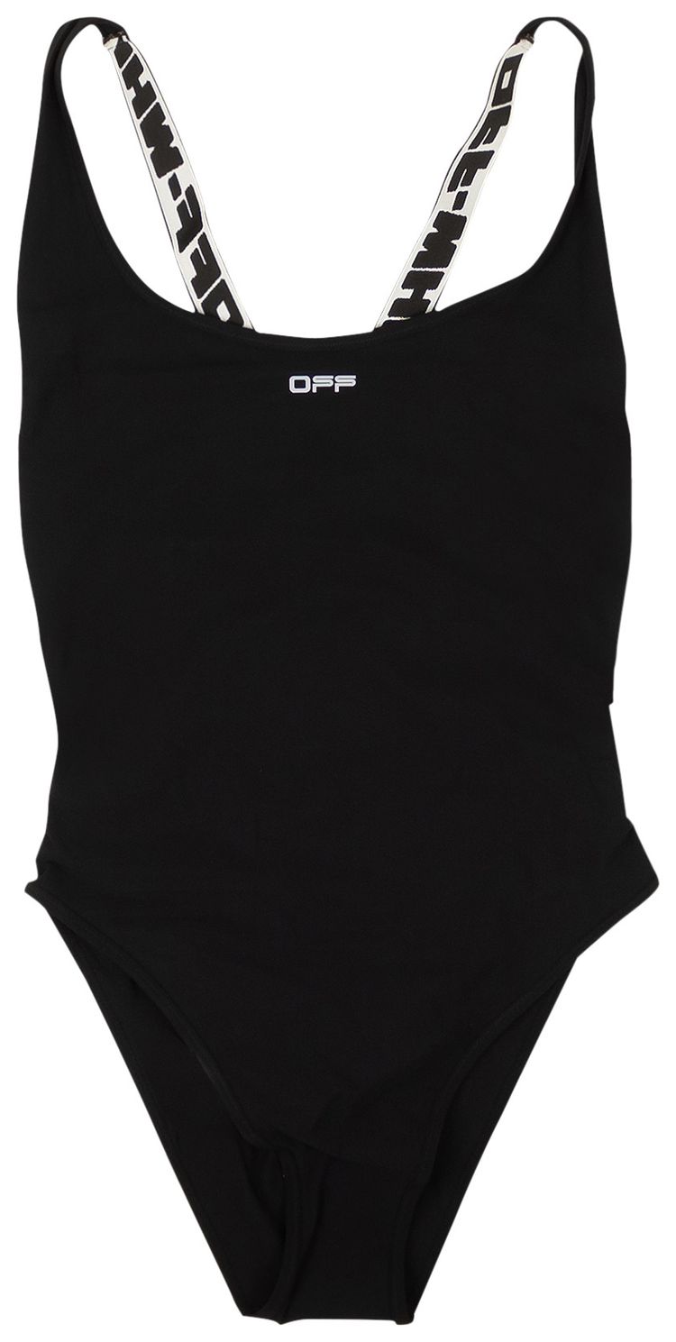 Off White Cross Swimsuit Black