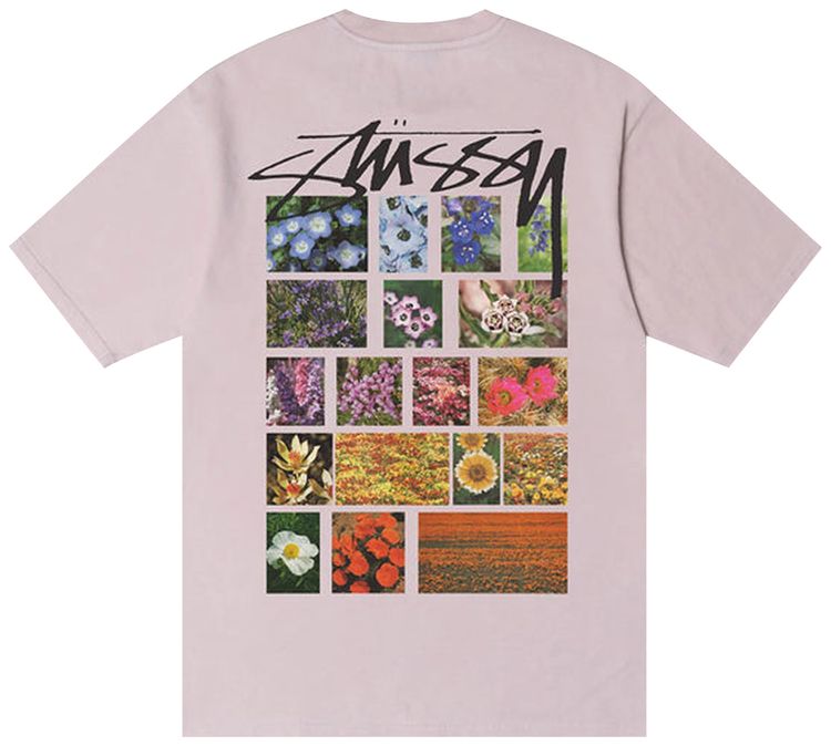 Stussy Flower Grid Pigment Dyed Tee Blue