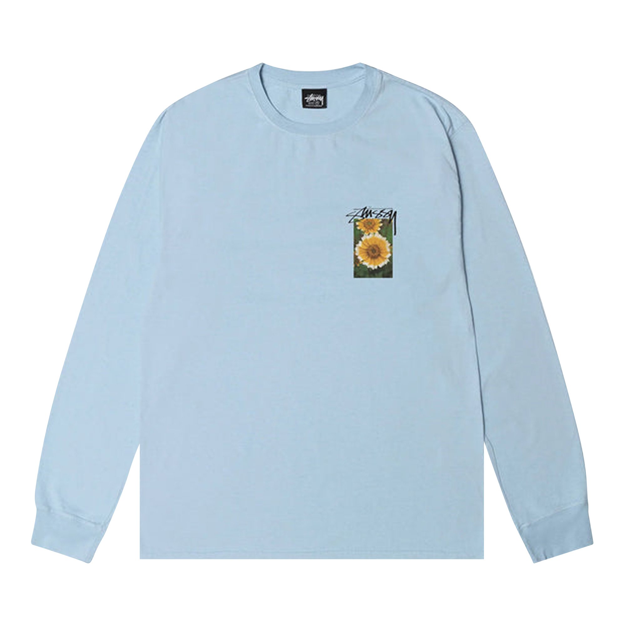 Stussy Flower Grid Pigment Dyed Long-Sleeve Tee 'Sky Blue'