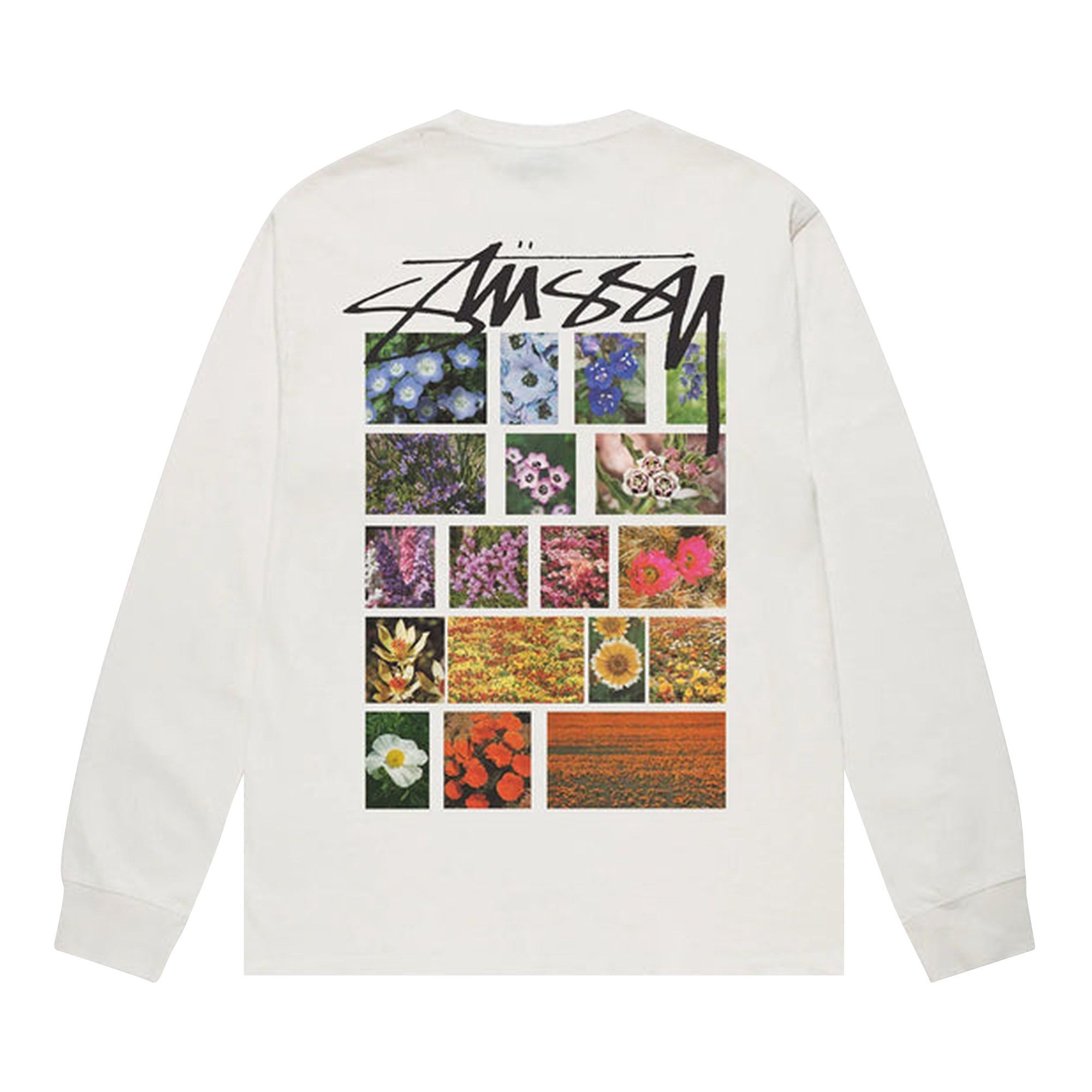 Buy Stussy Flower Grid Pigment Dyed Long-Sleeve Tee 'Natural