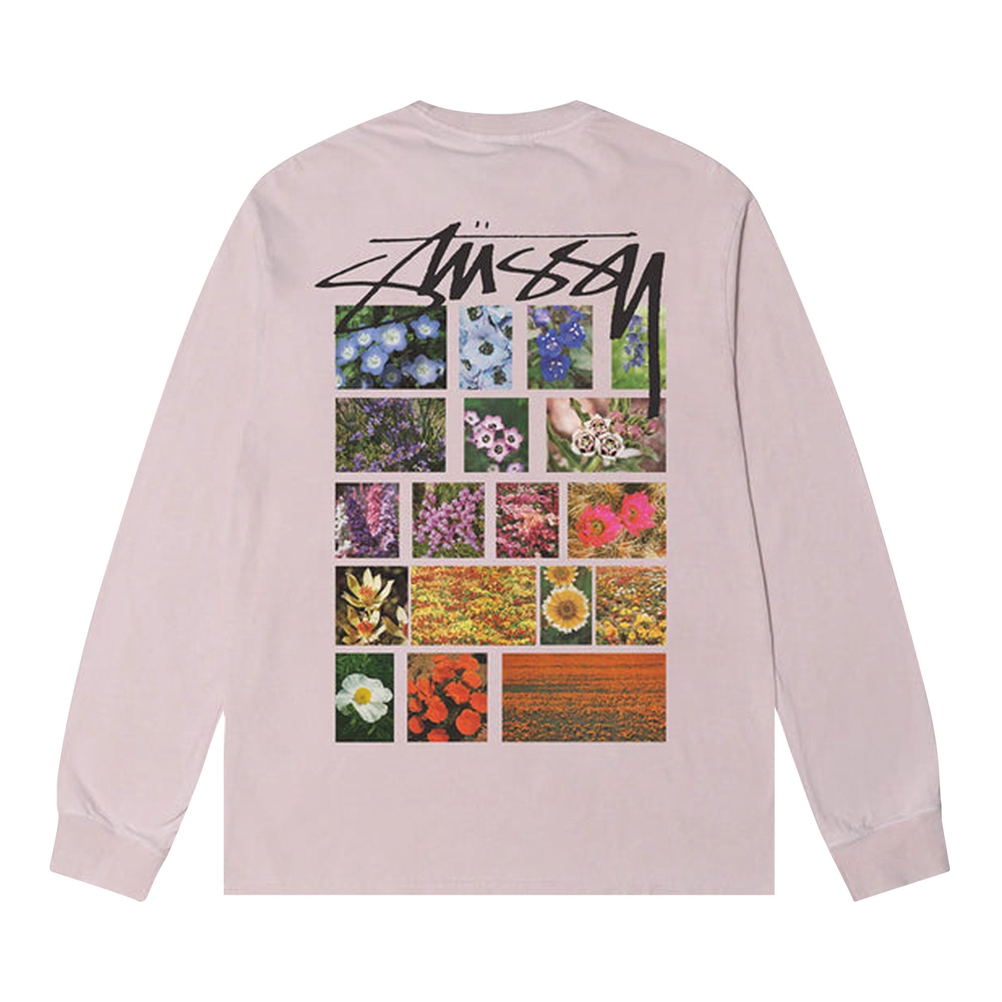 Size xl Stussy Flower Grid Pigment Dyed Long-Sleeve Tee 'Blue'