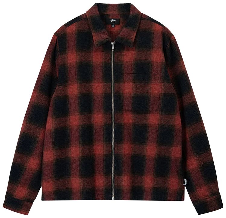 Stussy Hank Plaid Zip Shirt Red