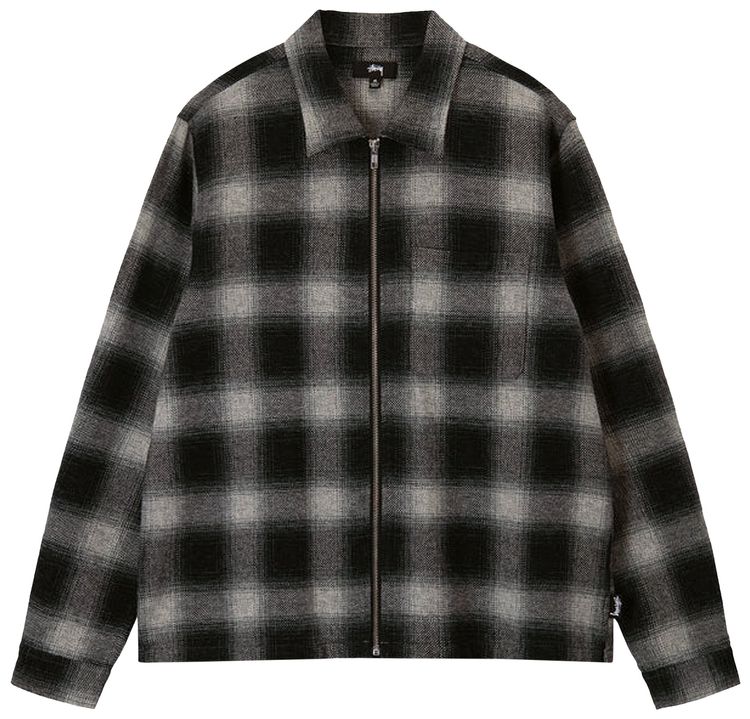 Stussy Hank Plaid Zip Shirt Grey
