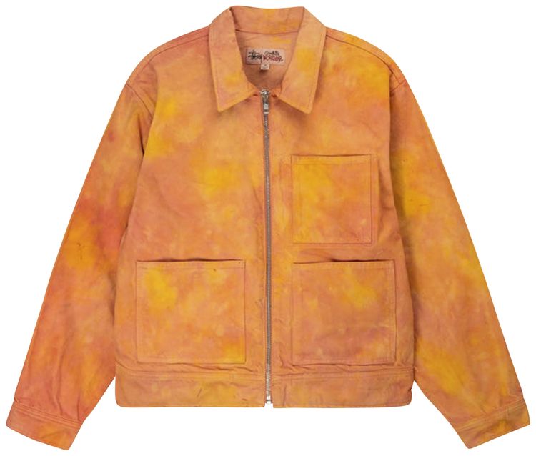 Stussy Wonderland Hand Dyed Work Jacket YellowPink