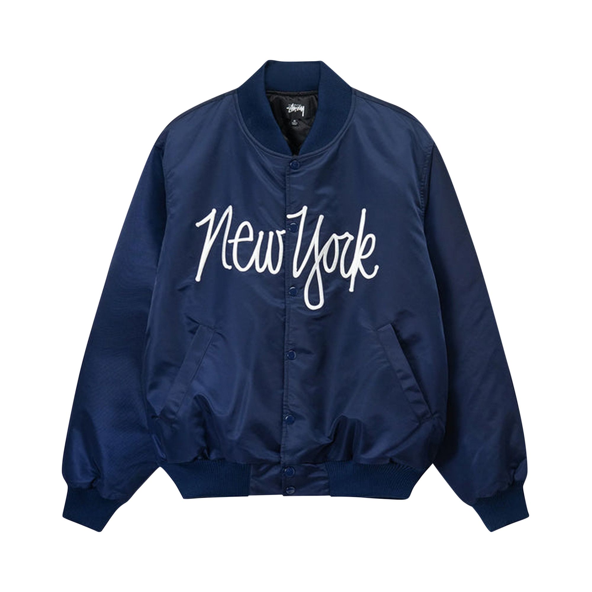 高い信頼 厚い信頼 Stussy Buy LA 115692 - 'Navy' Jacket Varsity Satin Chapter ジャケット・アウター