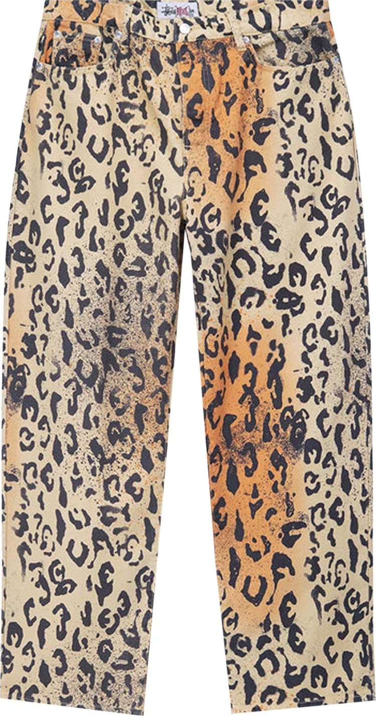 Buy Stussy Stencil Canvas Big Ol' Jeans 'Leopard' - 116615 LEOP | GOAT