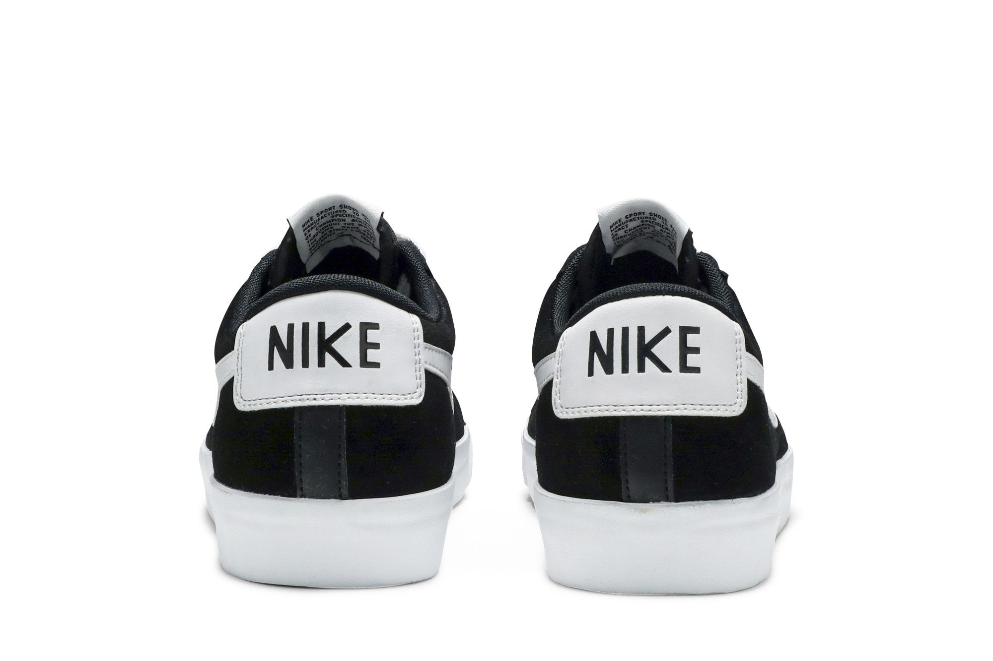 nike blazers low black and white suede