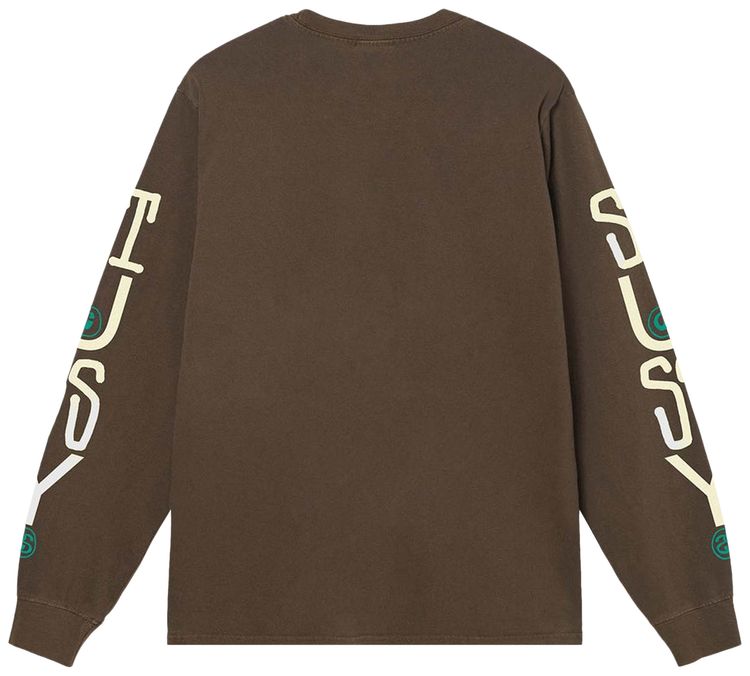 Stussy Classic Stack Pigment Dyed Long Sleeve Tee Coffee