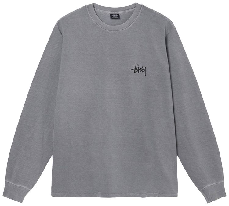 Stussy Basic Pigment Dyed Long Sleeve Tee Grey