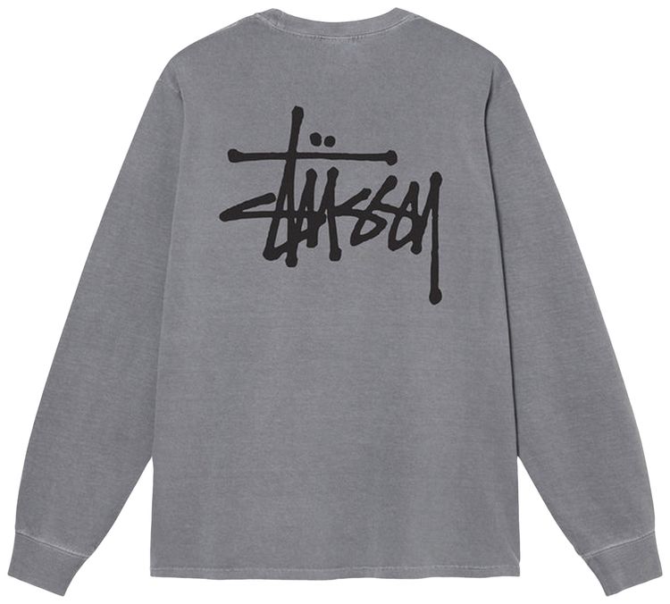 Stussy Basic Pigment Dyed Long Sleeve Tee Grey