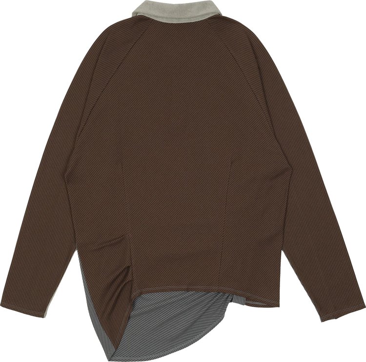 Kiko Kostadinov Halisha Long Sleeve Top GreyBrown StripeSmoke