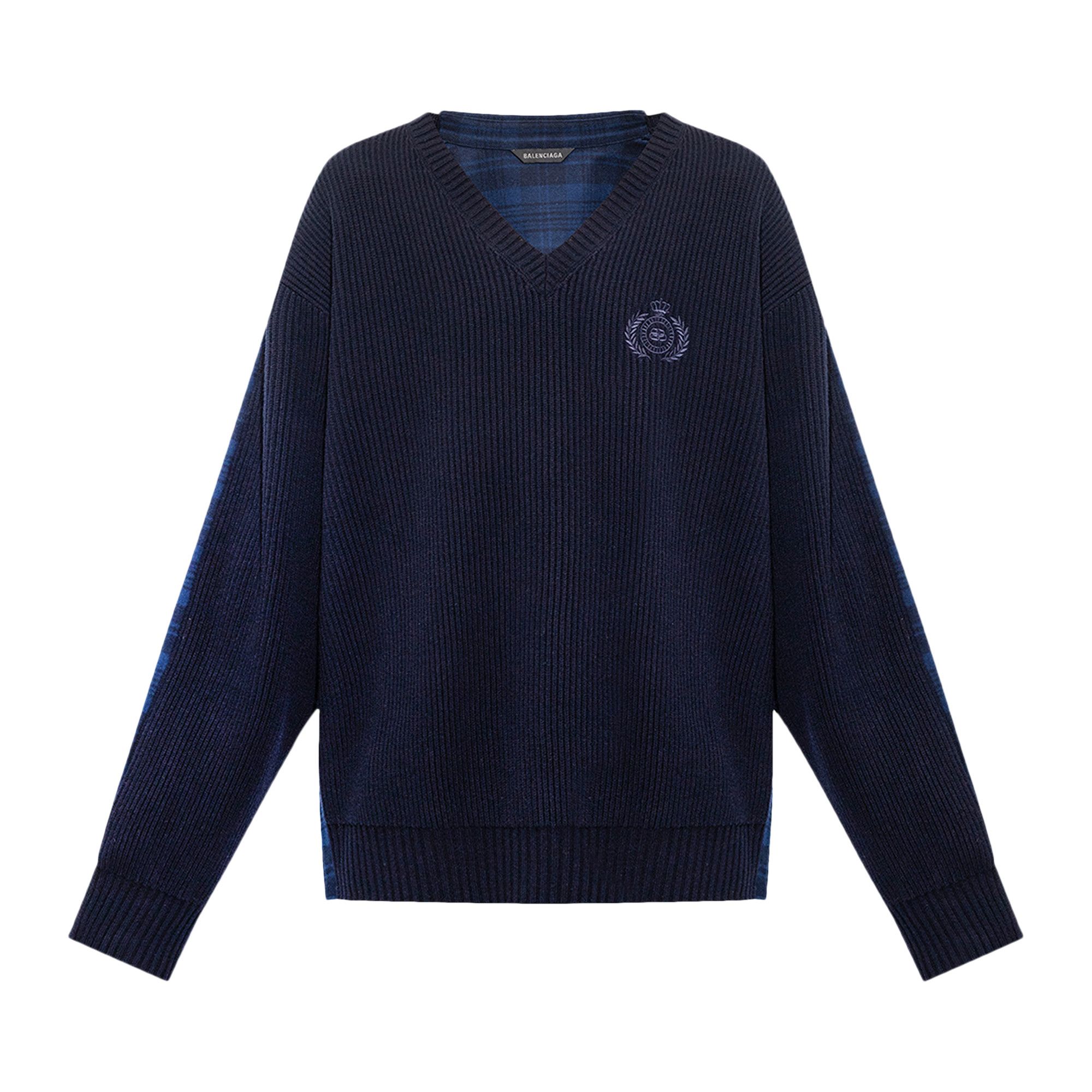 BALENCIAGA ハイブリッドVネックシャツ セーター ネイビー Buy Balenciaga Hybrid V Neck Shirt 'Navy/Blue' - 704271