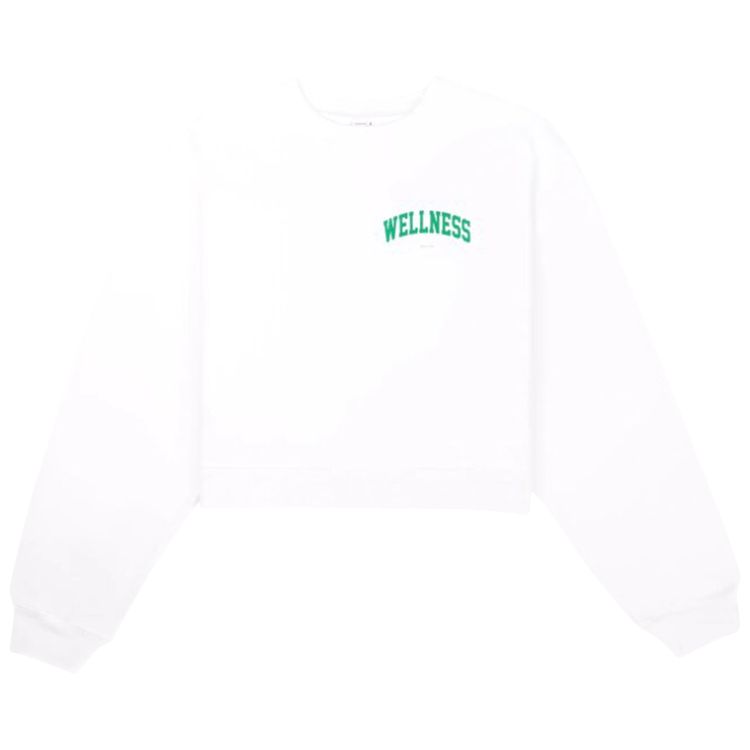 Sporty  Rich Wellness Ivy Cropped Crewneck WhiteGrass