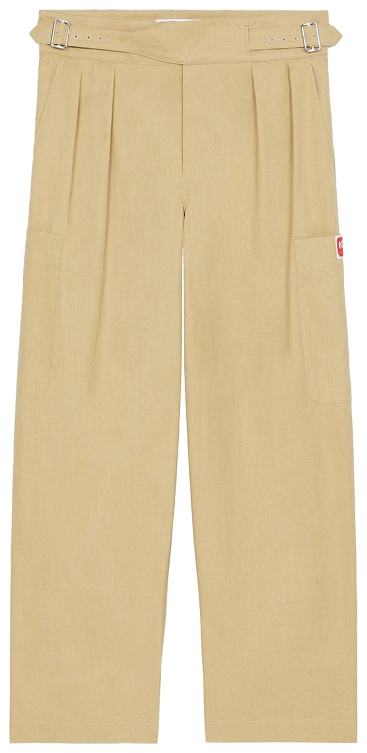 Kenzo Logo Patch Straight Leg Pants Beige