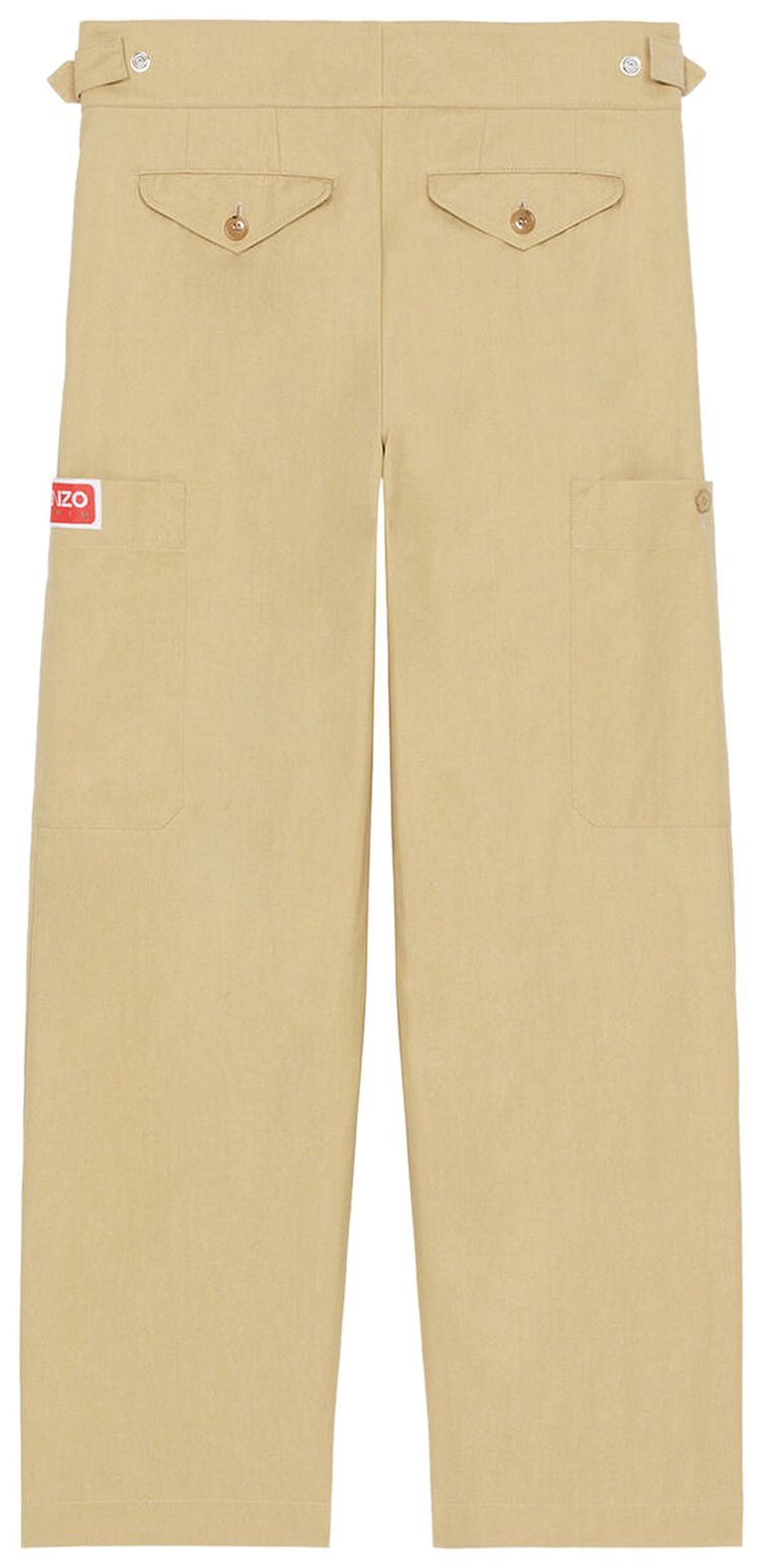 Kenzo Logo Patch Straight Leg Pants Beige