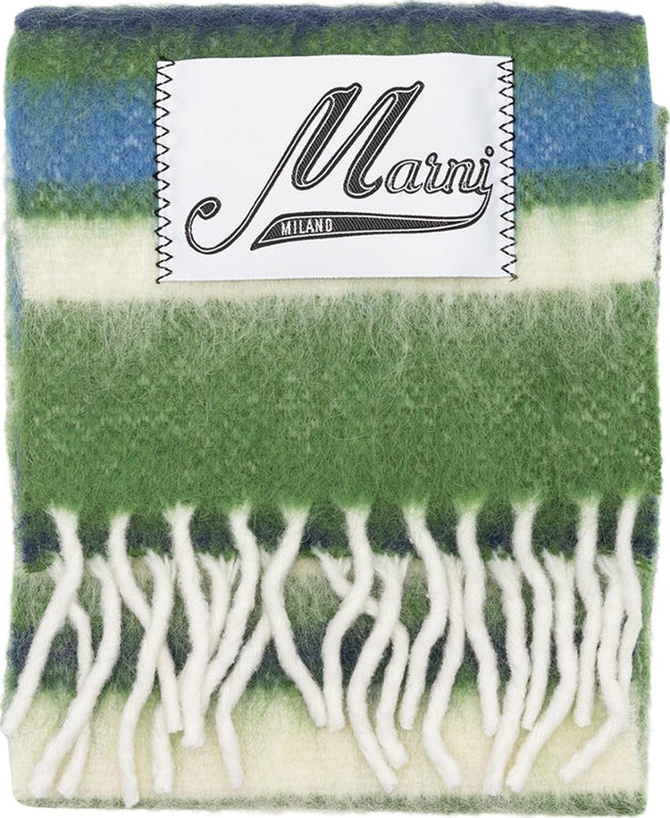 Marni Striped Mohair Scarf 'Stone Green'