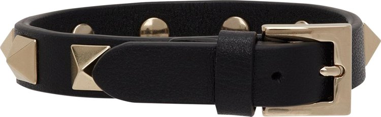 Valentino Leather Rockstud Bracelet Black