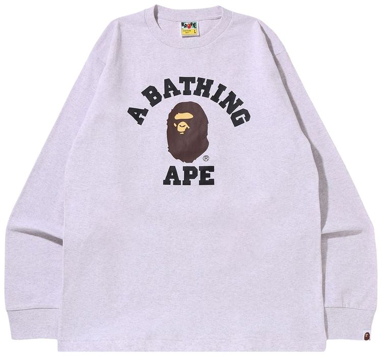 BAPE College Long Sleeve Tee Grey