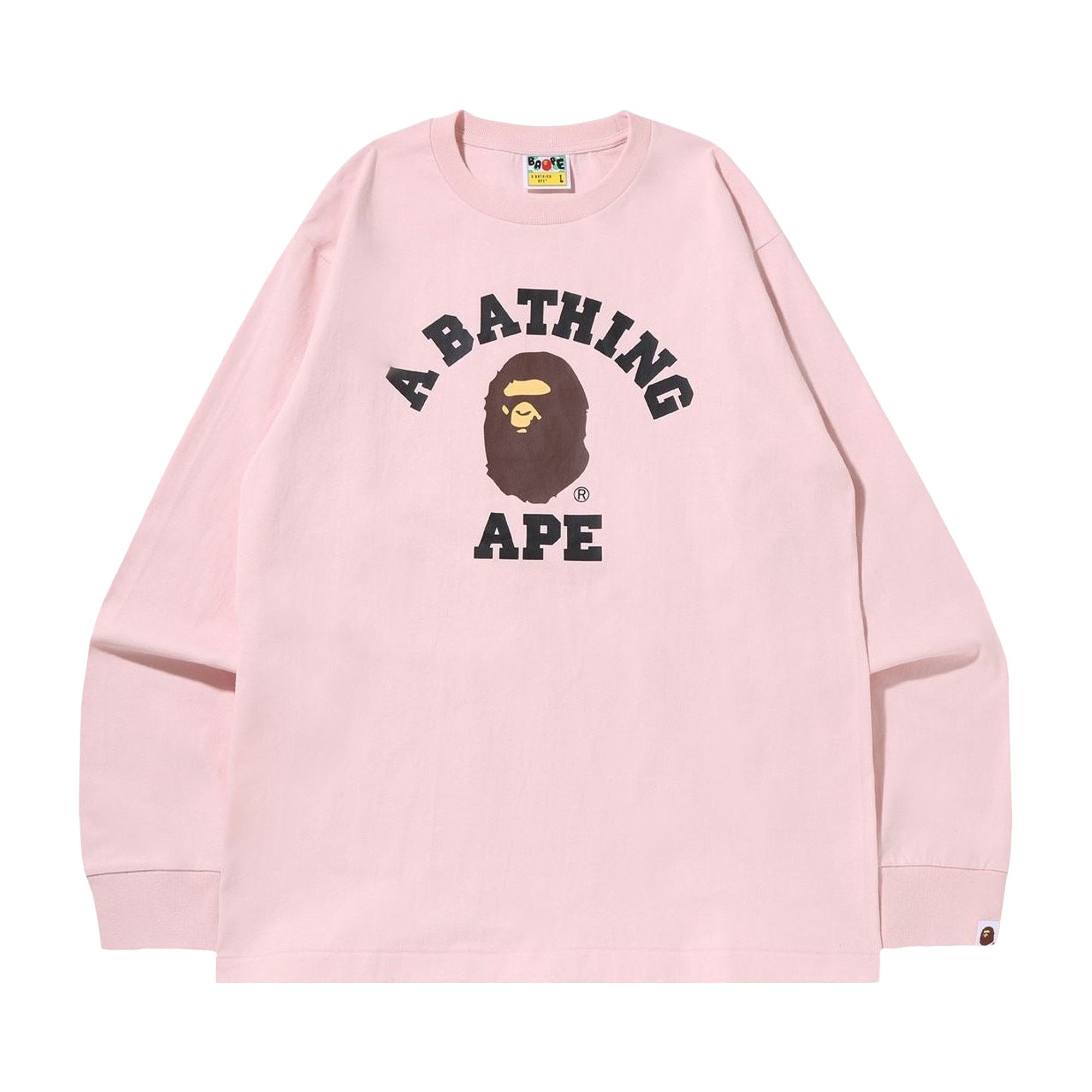 Buy BAPE College Long-Sleeve Tee 'Pink' - 1I30 111 020 PINK | GOAT