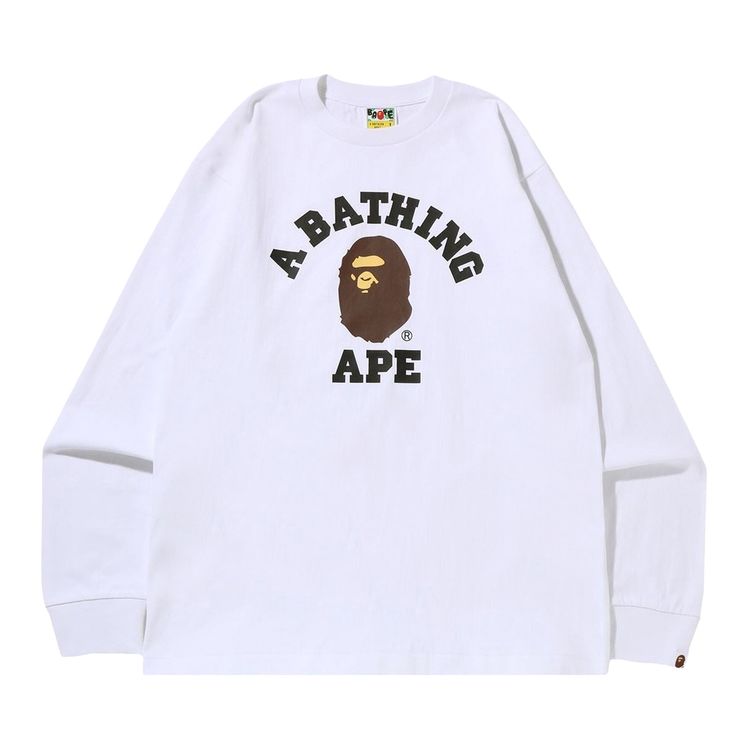 BAPE College Long Sleeve Tee White