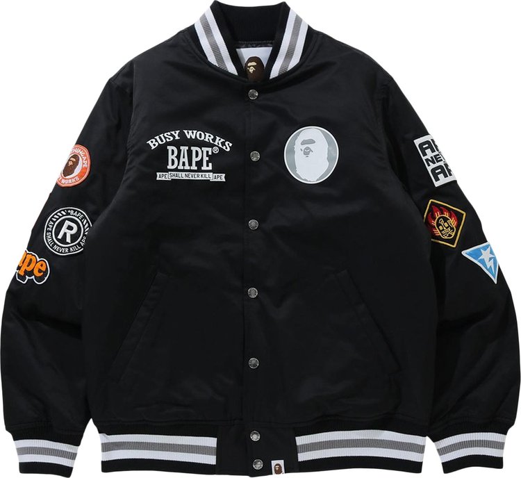 Buy BAPE Archive Patch Puffer Nylon Varsity Jacket 'Black' - 1H70 141 ...