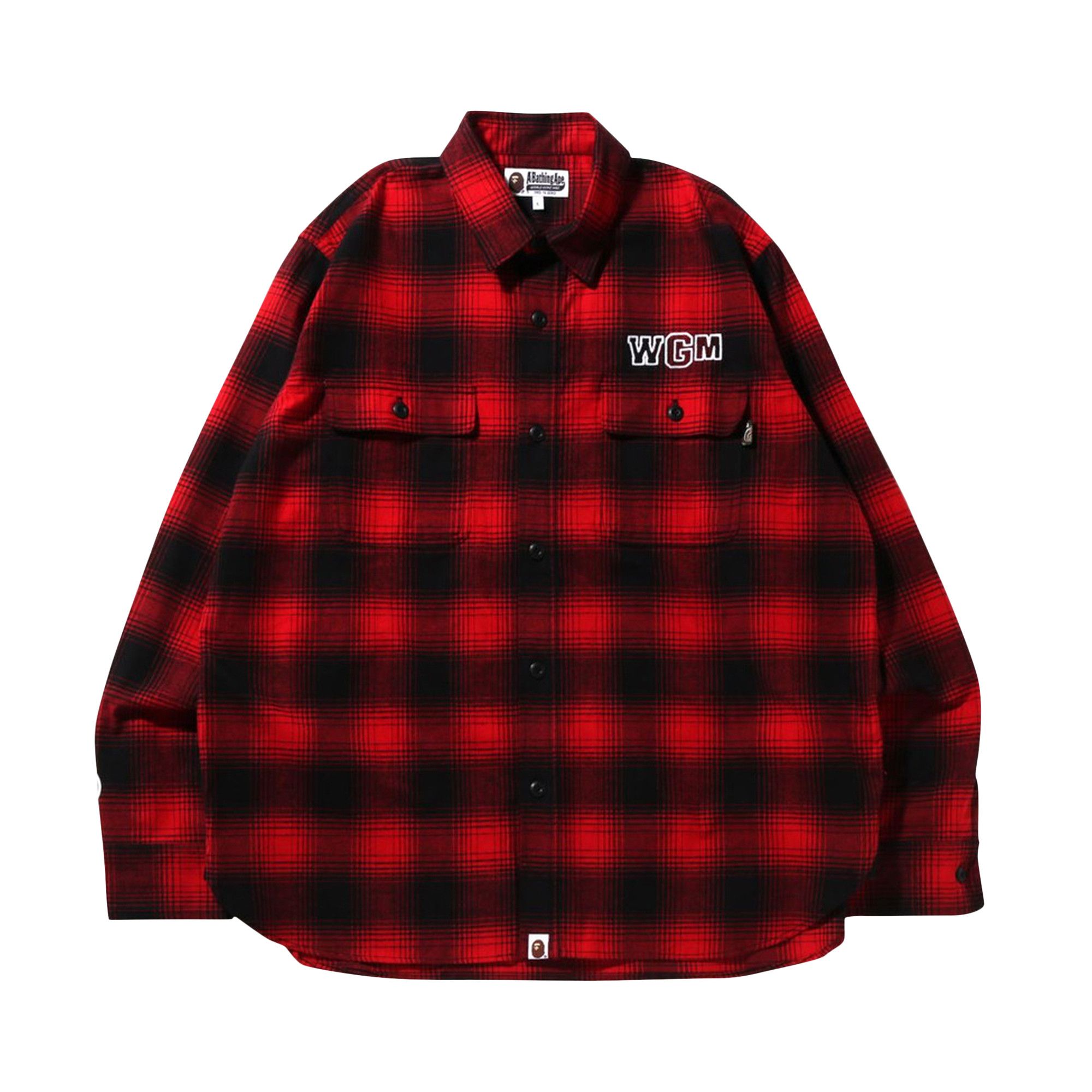 Buy BAPE Check Shark Relaxed Fit Flannel Shirt Red 1I30 131