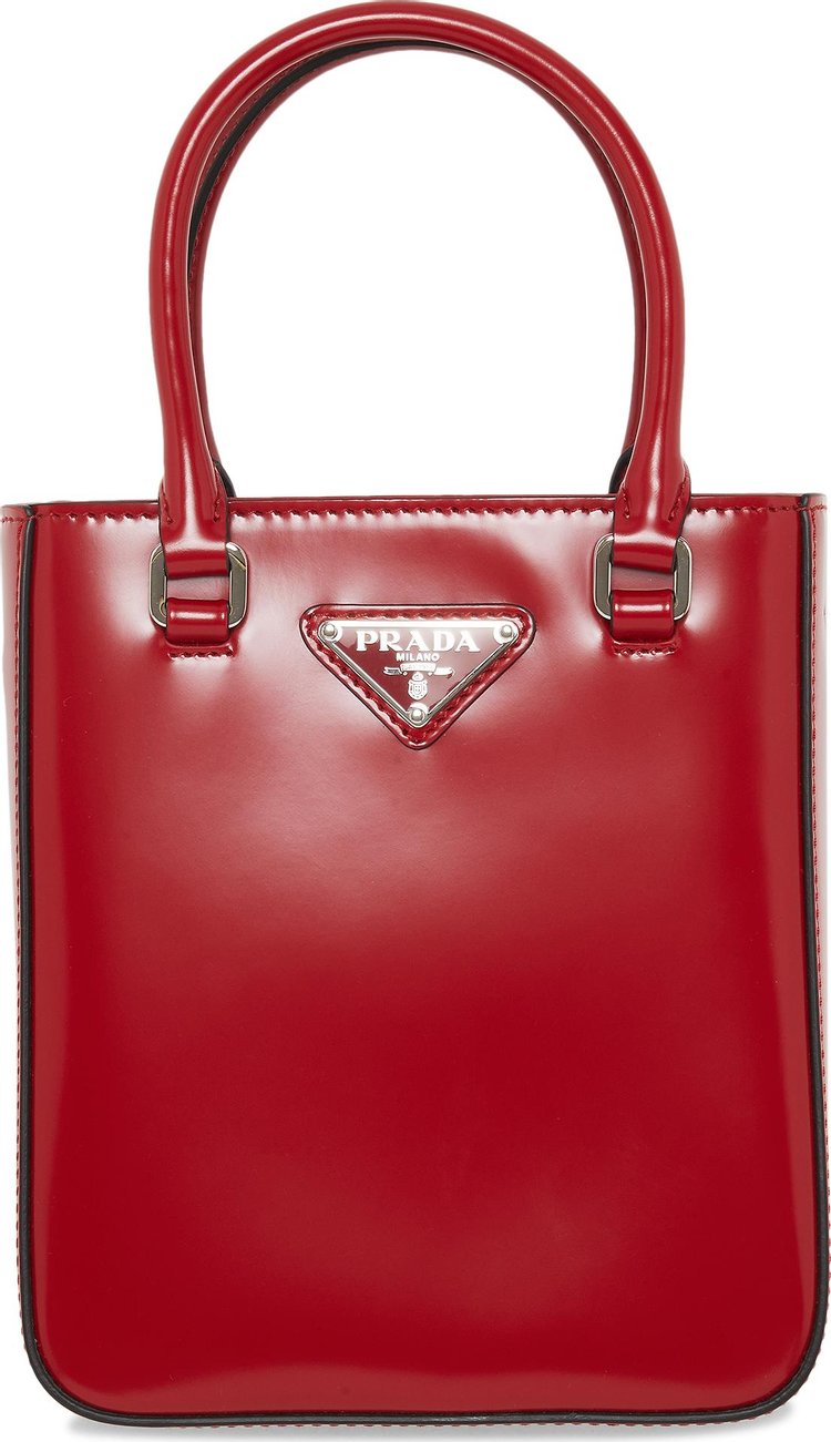 Prada Small Brushed Leather Tote 'Red'