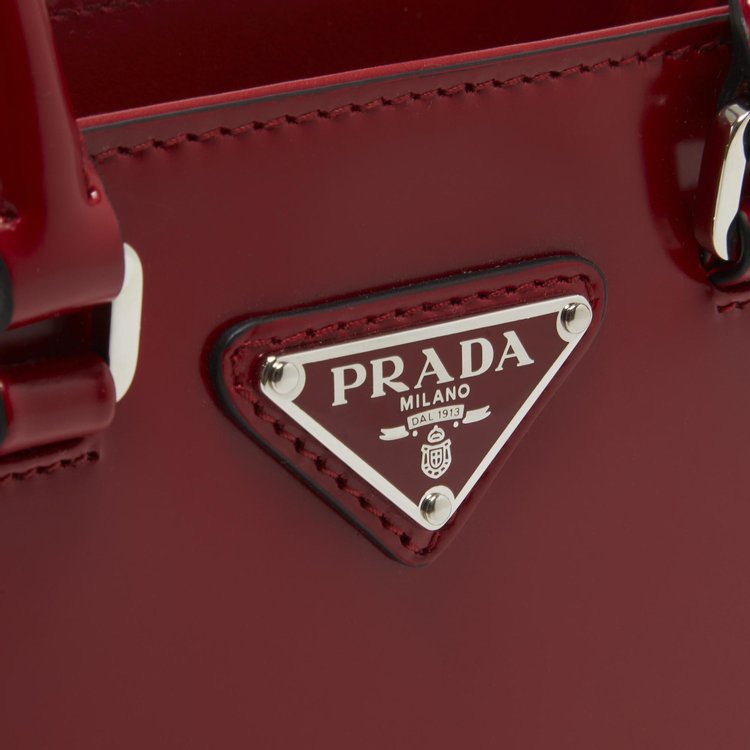 Prada Small Brushed Leather Tote Red