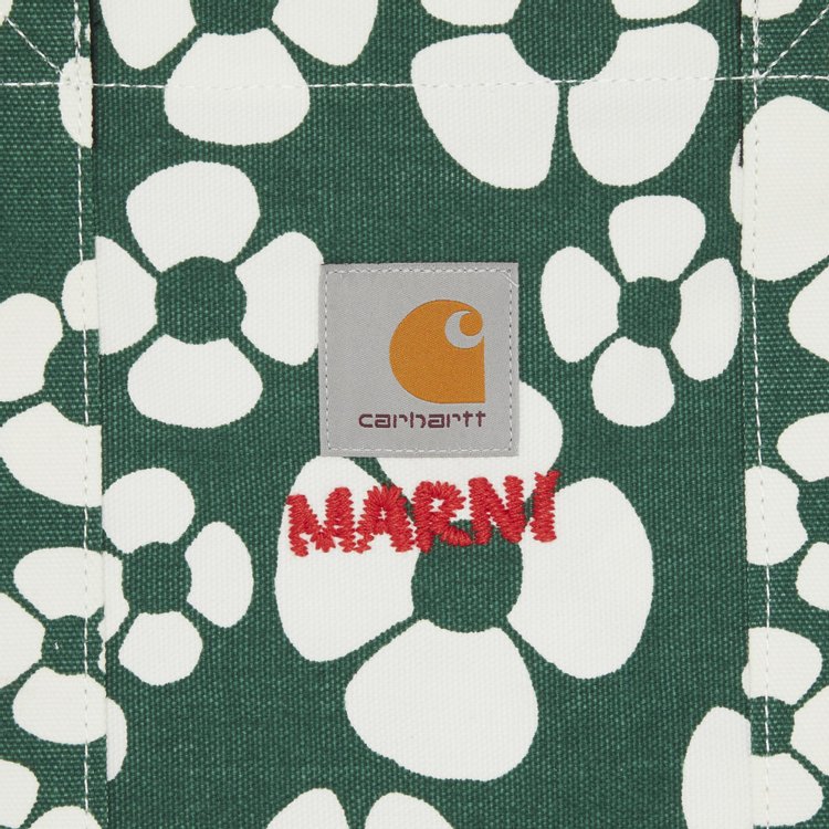 Marni x Carhartt WIP Womens Tote Bag Forest GreenStone White