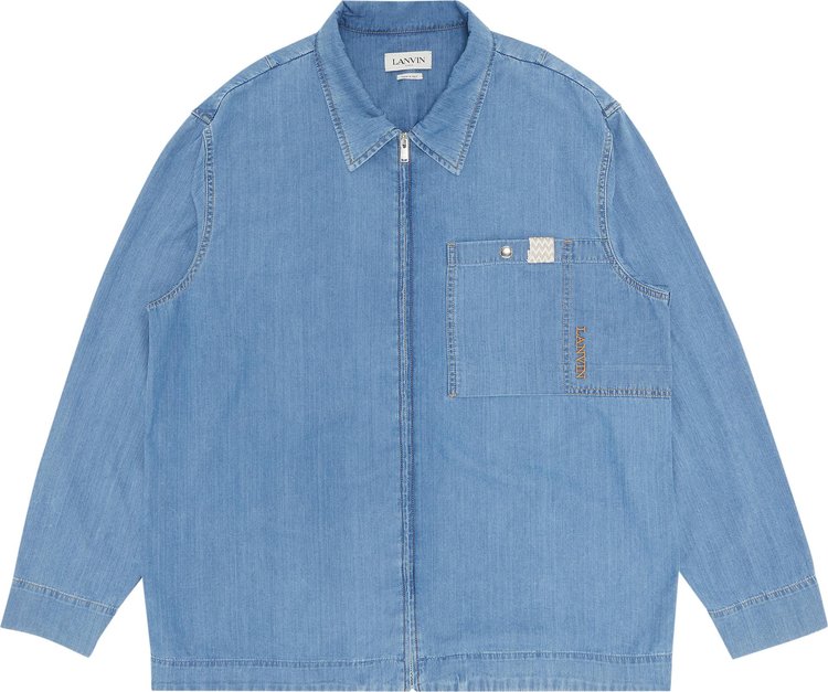 Lanvin Denim Overshirt With Zip And Curb 'Light Blue'
