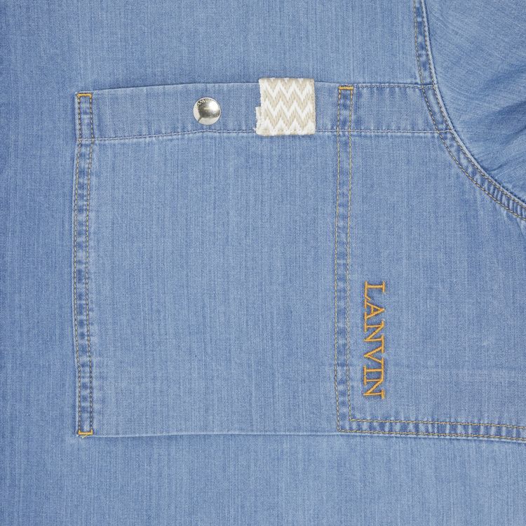 Lanvin Denim Overshirt With Zip And Curb Light Blue