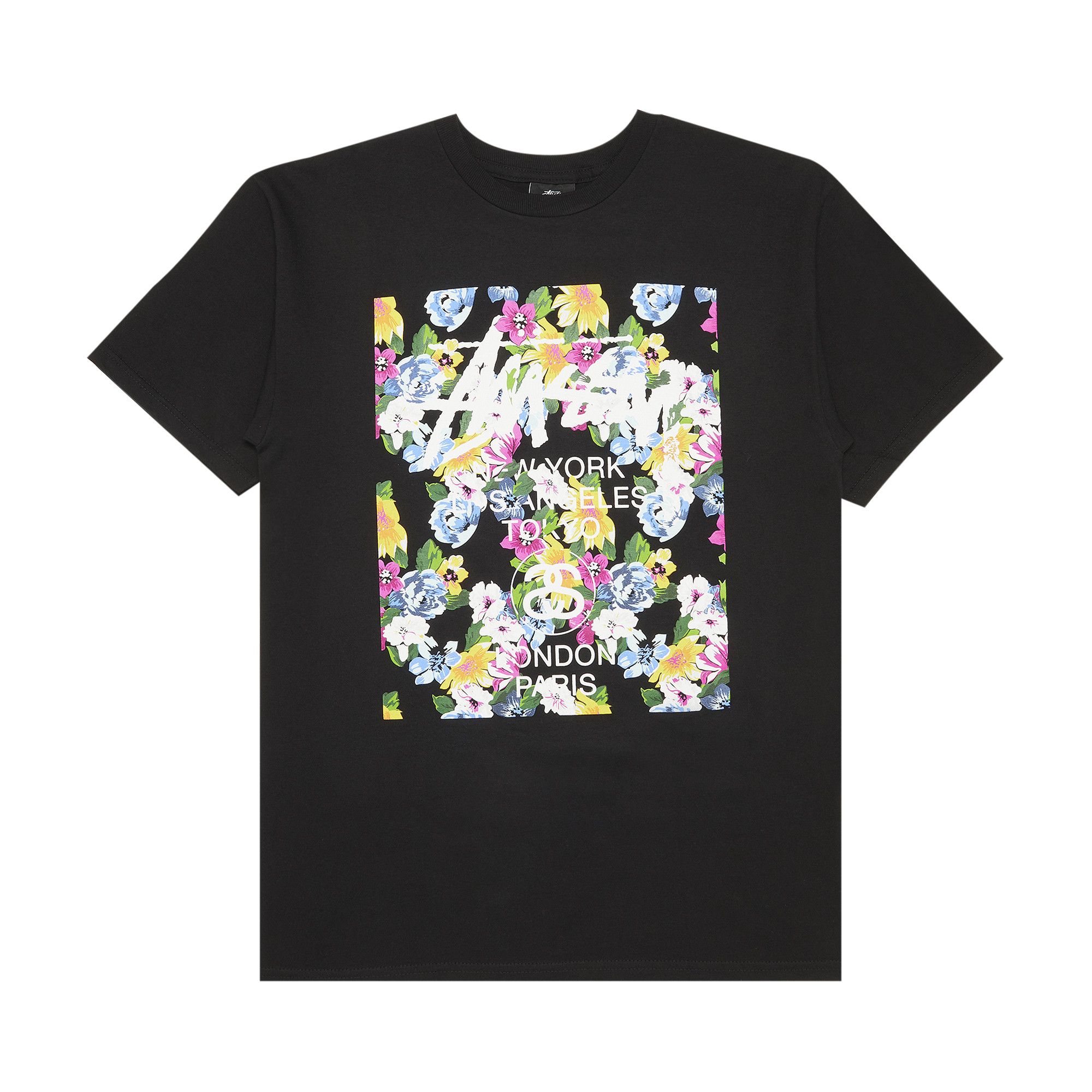 Buy Stussy World Tour Flower Block Tee 'Black' - 1903328