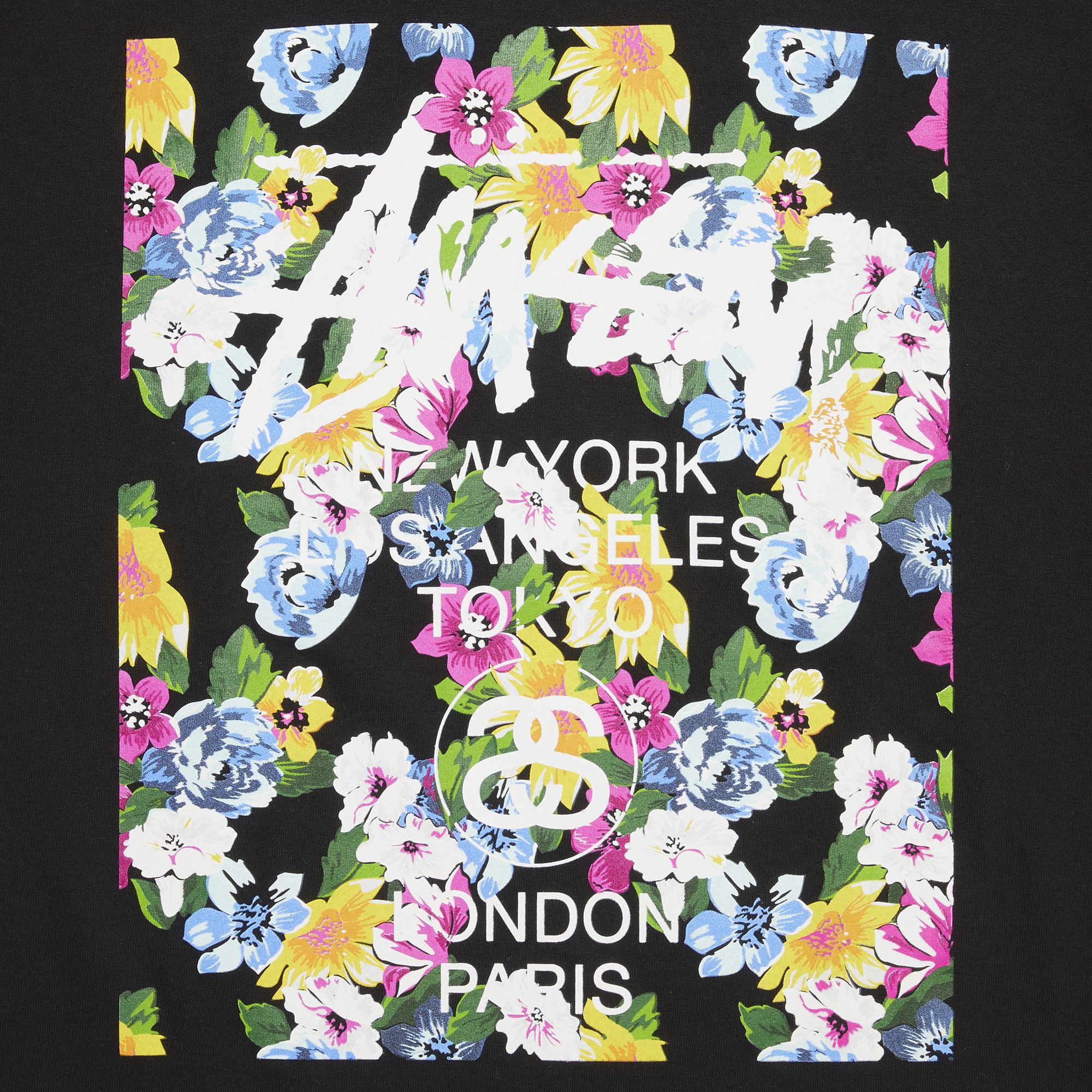 Buy Stussy World Tour Flower Block Tee 'Black' - 1903328