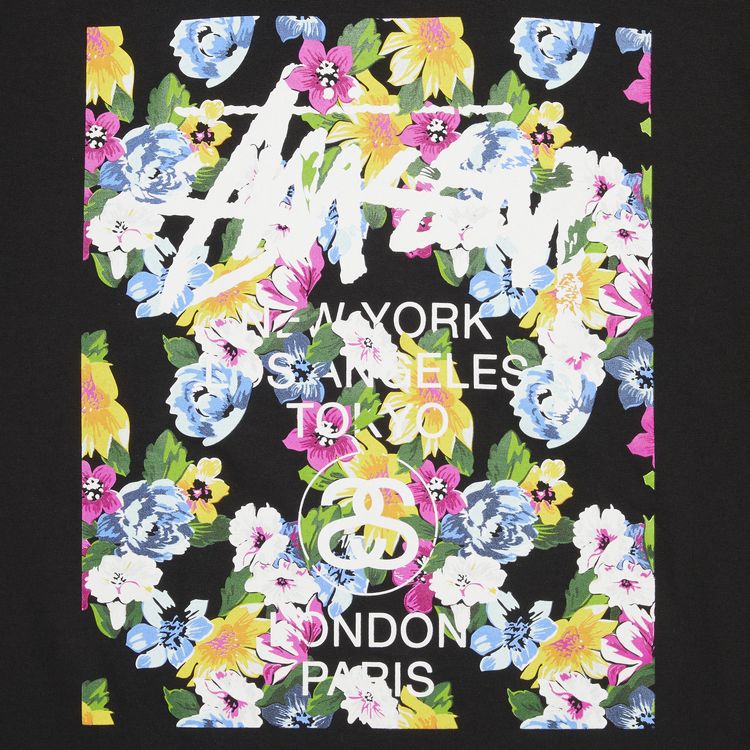 Stussy World Tour Flower Block Tee Black