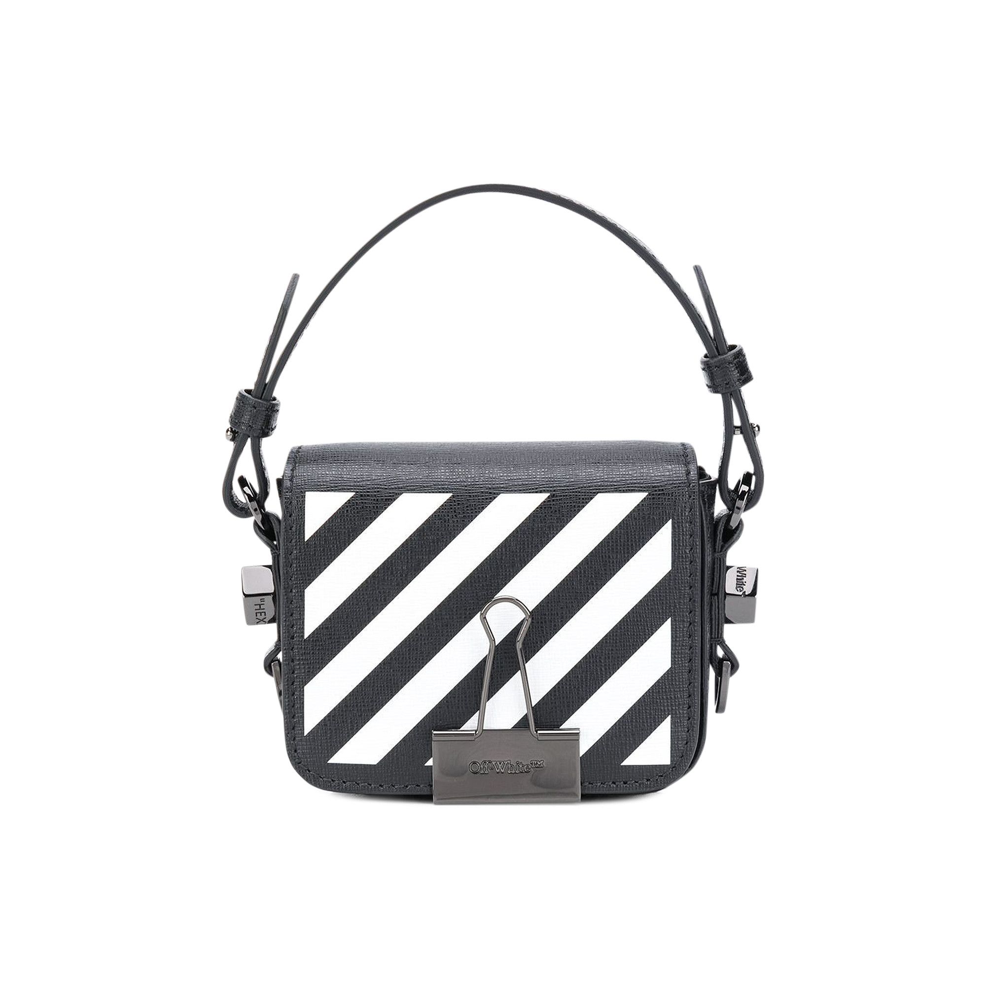 OFF WHITE：DIAG BABY FLAP BAG / BLK WHT