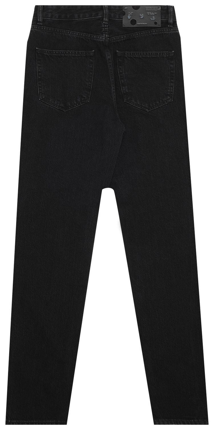 Off White Logo Print Straight Leg Denim Black