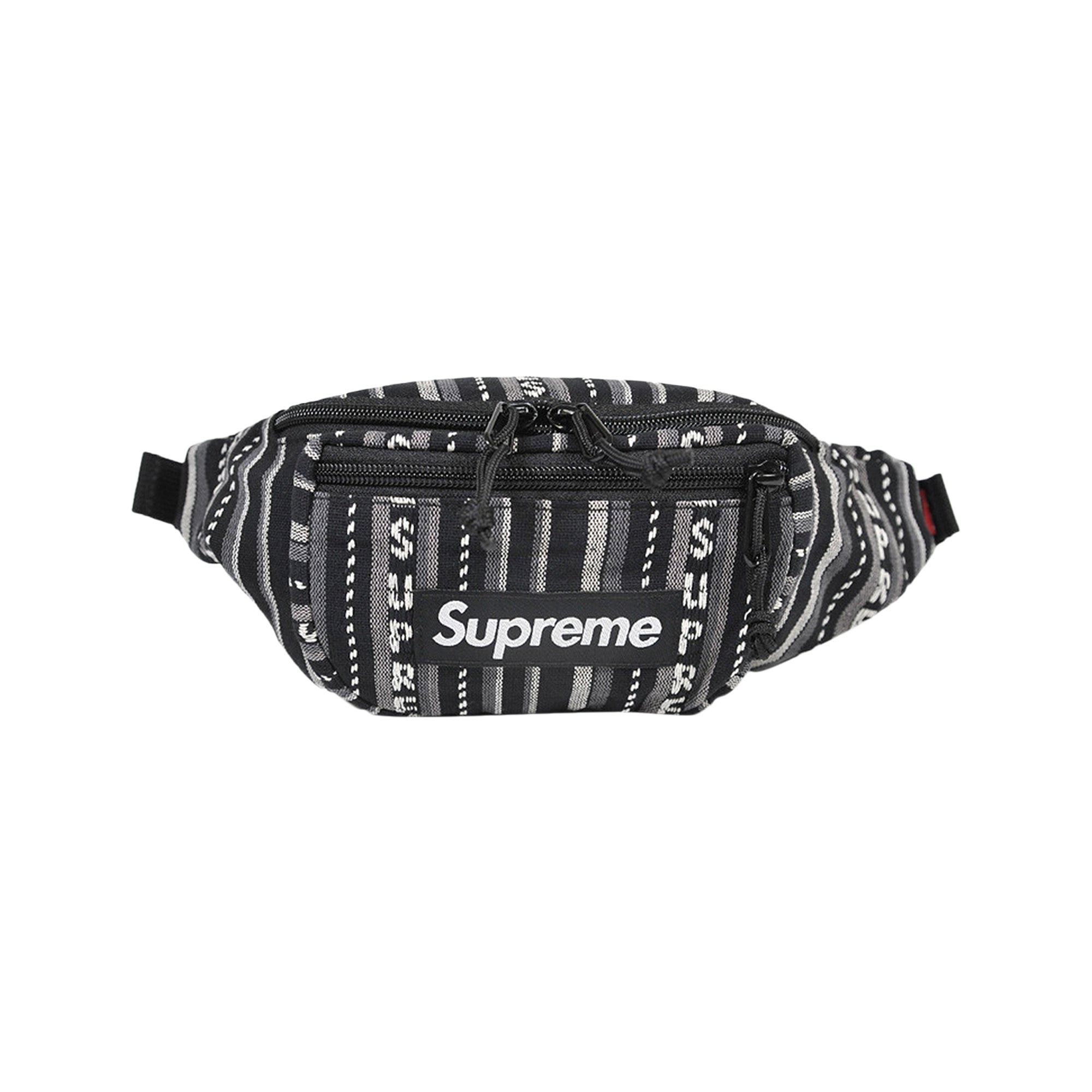 Supreme Woven Stripe Waist Bag 'Black' | GOAT