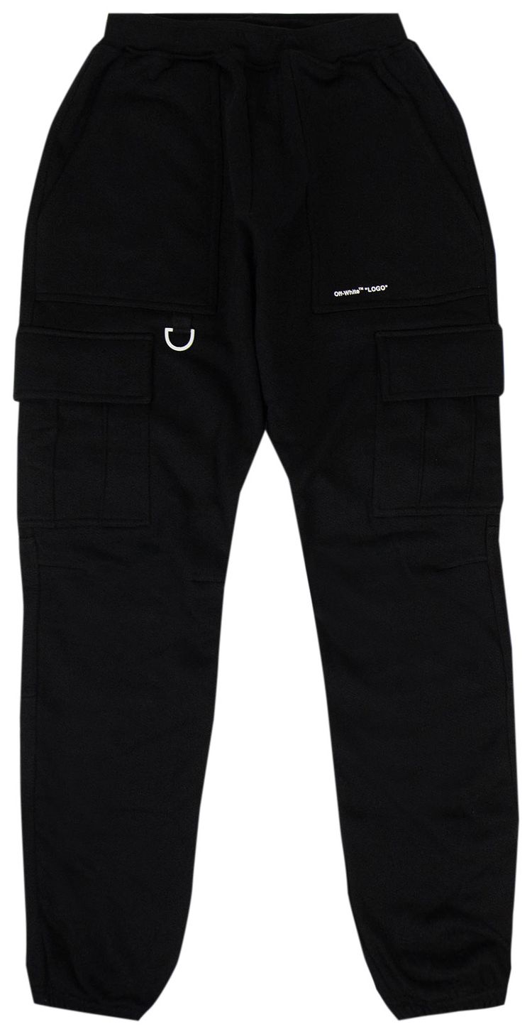 Off White Cotton Logo Cargo Pants Black