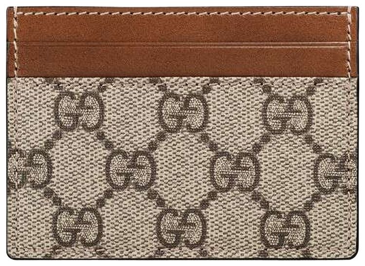 Gucci GG Supreme Card Case BeigeEbonyCuir