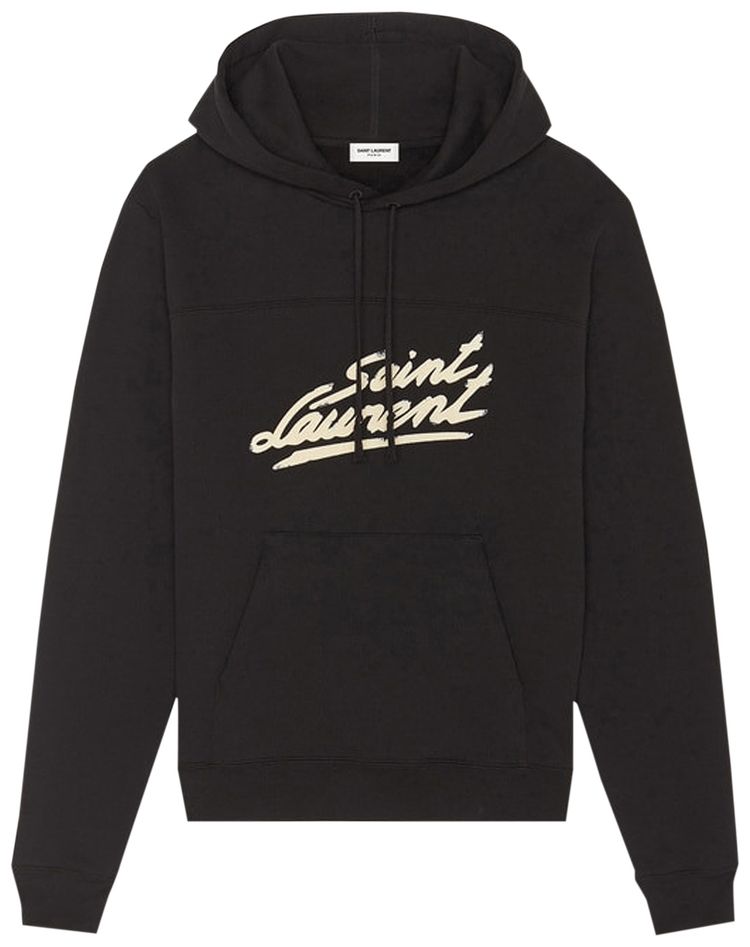 Saint Laurent Scipt Logo Hoodie NoirNaturel
