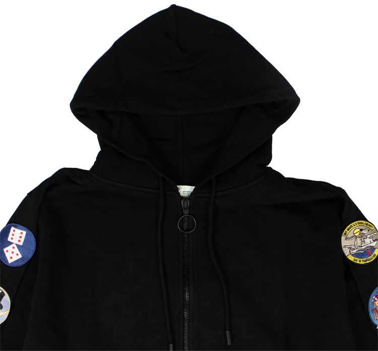 Off White Patches Zip Up Sweatshirt Black