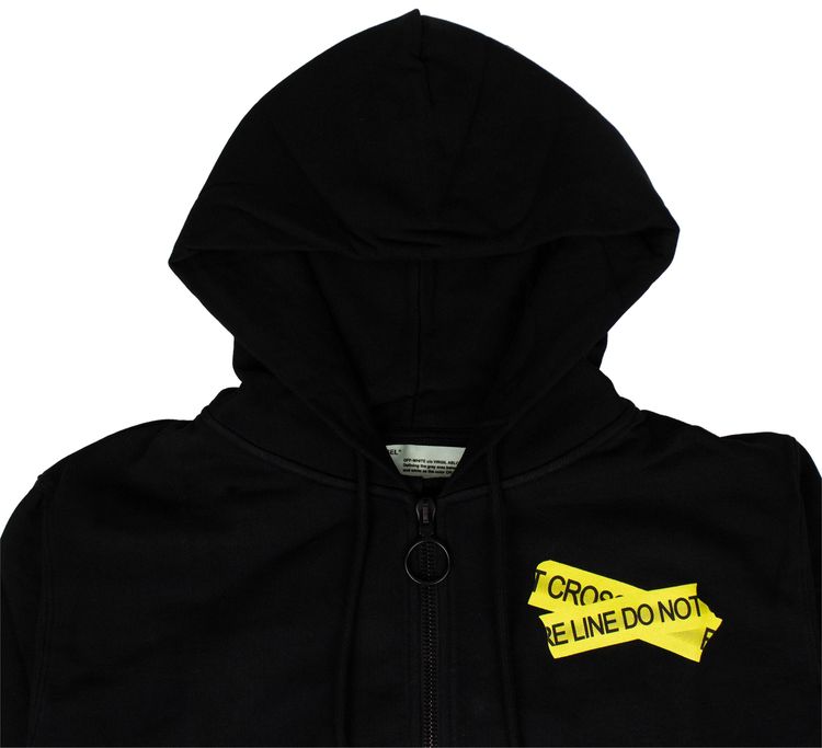 Off White Fire Tape Zip Up Sweater Black