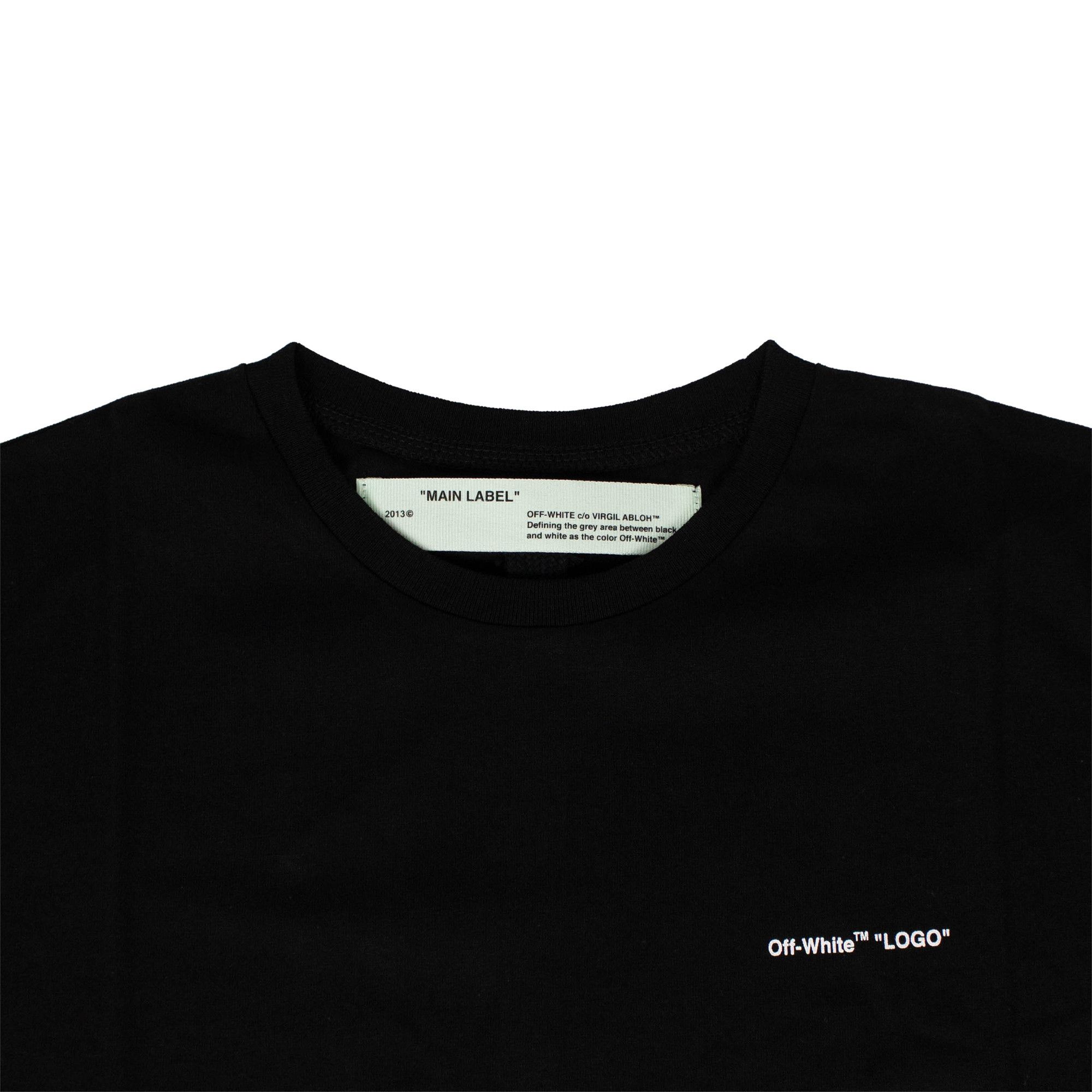 ★Off-White★ BUKISHI LOGO SHORT SLEEVE T-SHIRT BLACK OMAA02 Buy Off-White Off Blur Logo Slim Tee 'Black/White