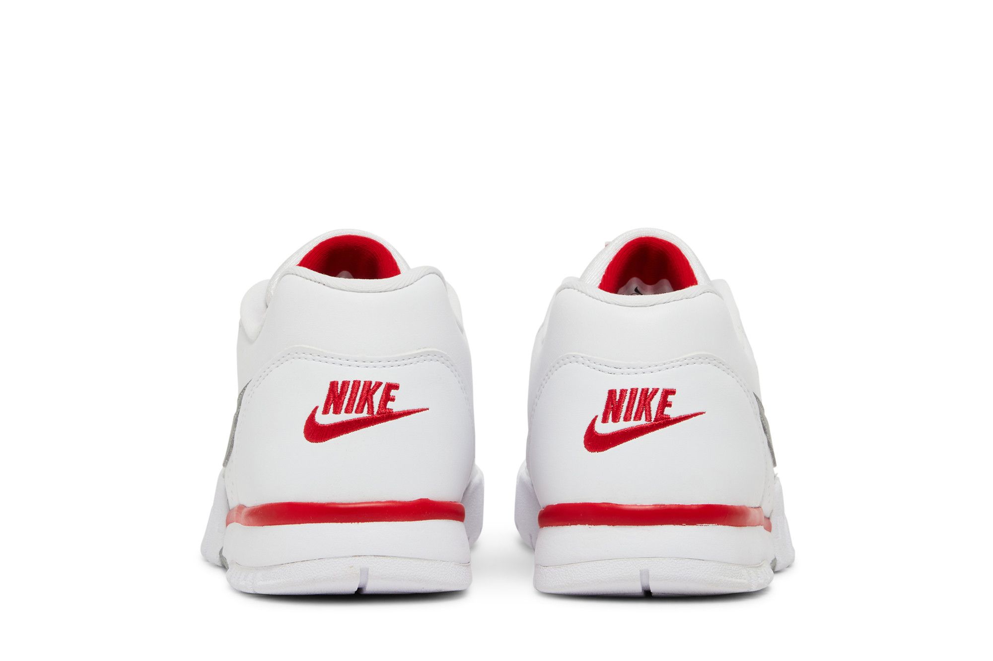 white nike trainers red tick