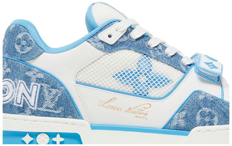 Louis Vuitton Trainer Low Velcro Strap   Light Blue Monogram Denim